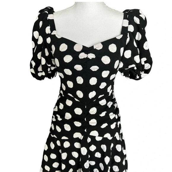 Autumn Adeigbo Bianca Polka Dot Puff
Sleeve Mini Dress Black White Size 6 - Picture 7 of 9